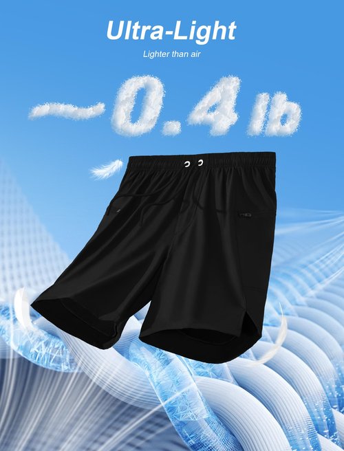 veepro Mens Gym Shorts 2 in 1 Workout Running Shorts 7 inch Quick Dry Lightweight Athletic Shorts with Compression Liner Zip Pocket Ultra Black L