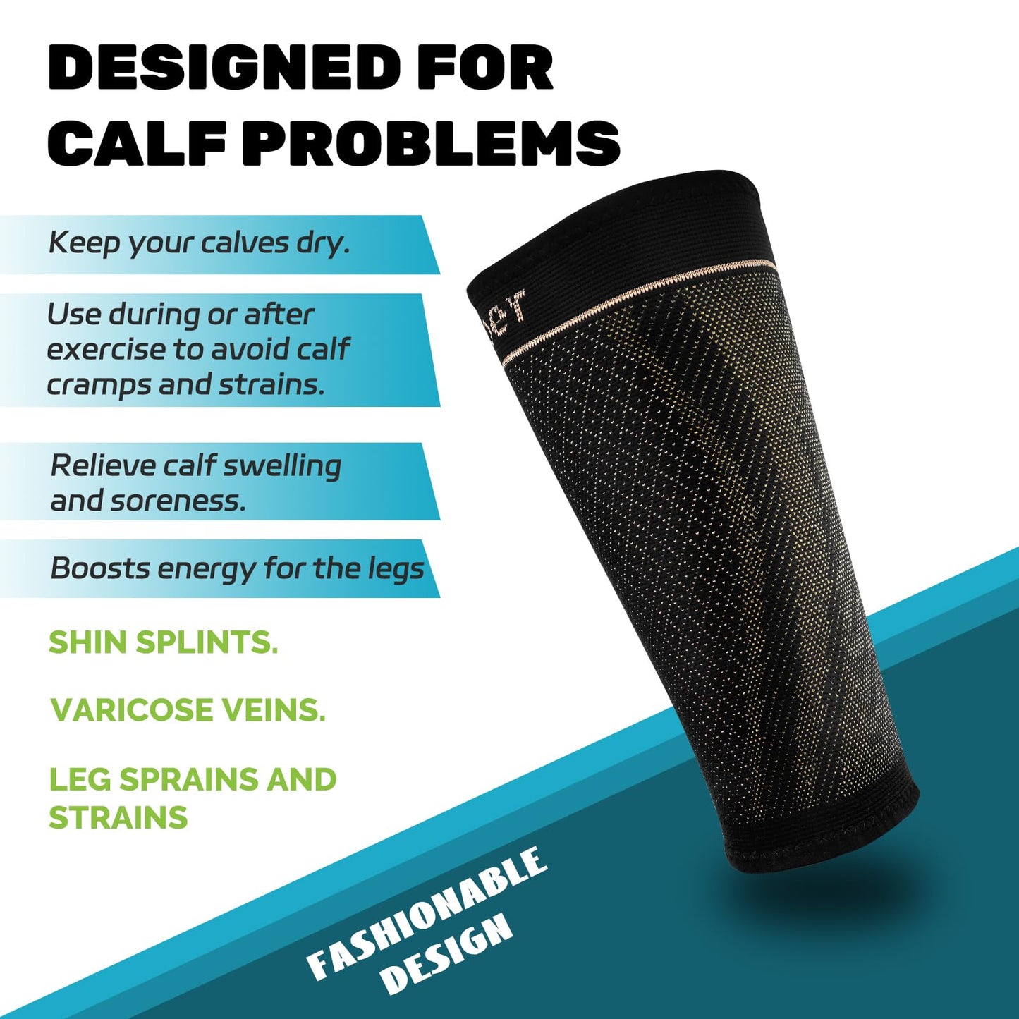 JIUFENTIAN Copper Calf Leg guard for Men and Women for Pain Relief, Running, Hiking, Cycling(Small)