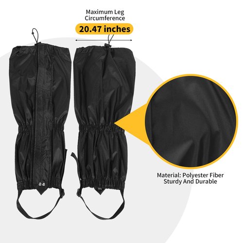 Budlgyexi 2PCS Gators for Hiking Boots-Gaiters for Hiking, Waterproof, Sandproof and Anti-Mosquito Bites for Muddy Ground, Desert and Garden (Black)
