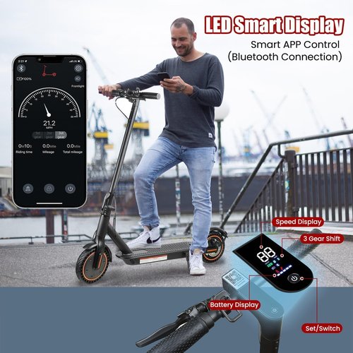 **Skiennix Electric Scooter - 350W Motor, 19MPH Max Speed, 21 Miles Range, Portable & Foldable**