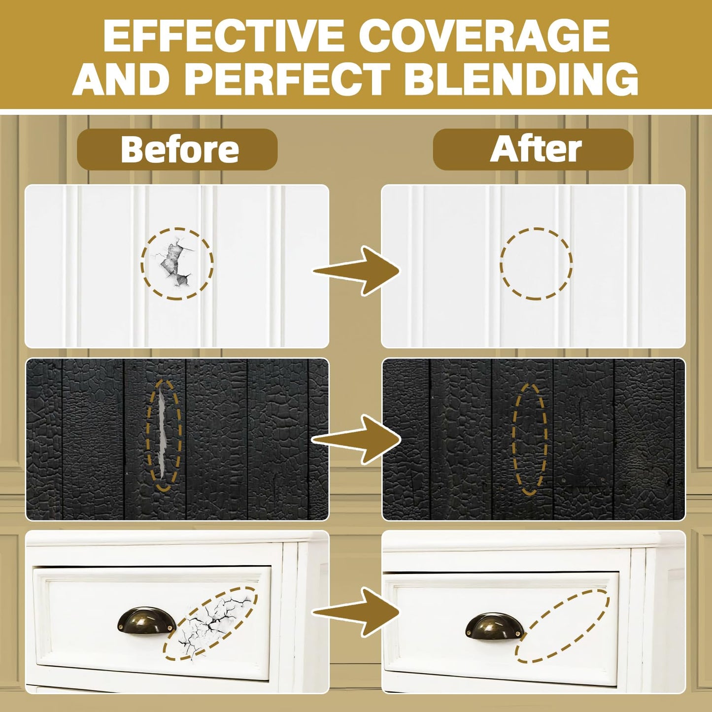 AstraVox Wood Touch Up Paint, 1.5 Oz White Paint for Wood Repair Scratches, Spots and Chips, Strong Adhesion Waterproof Quick Dry for Doors Tables Furniture Kitchen Cabinets Dressers