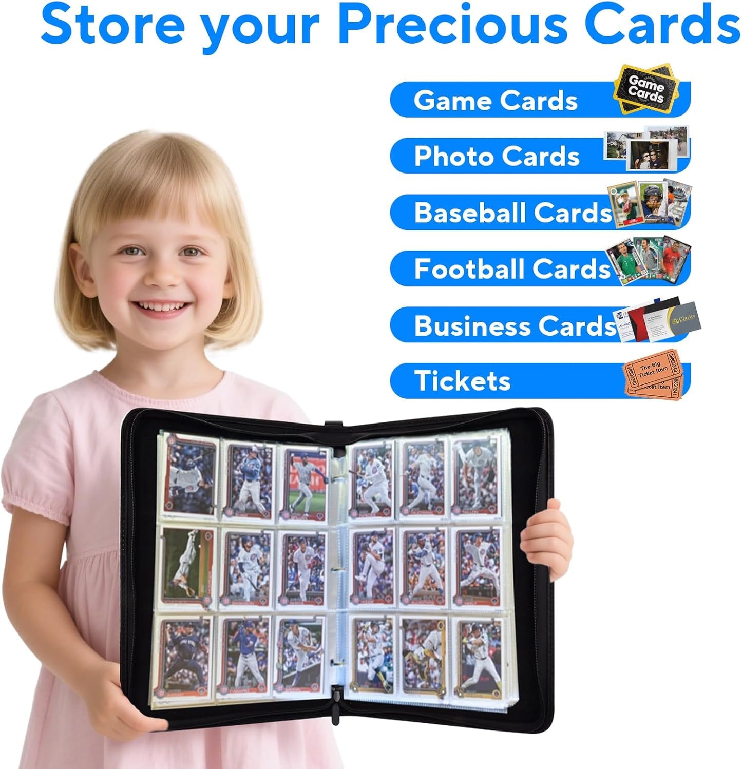Skiennix Portable 9-Pocket Trading Card Binder - Holds 720 Cards with Removable Sleeves | Ideal for Sports & Game Cards