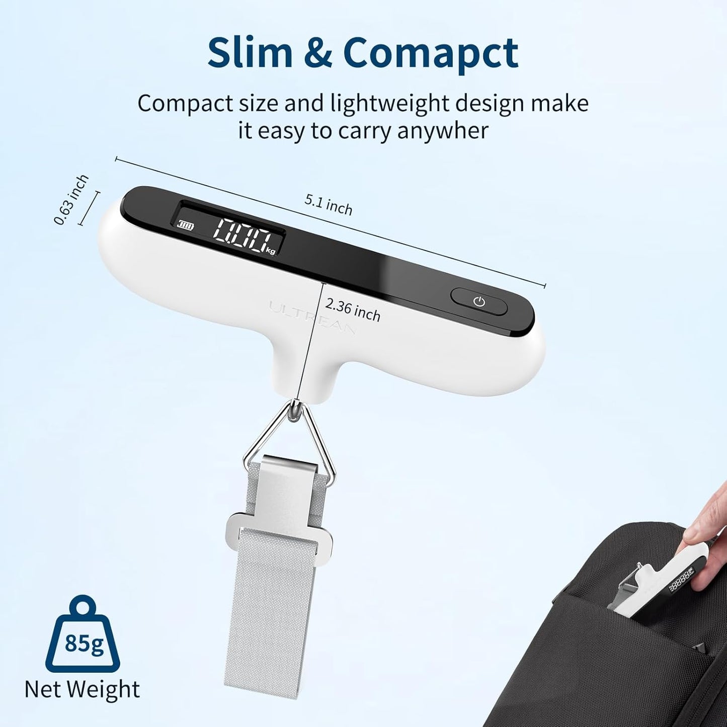 Ultrean Digital Luggage Scale - 110lb Portable Suitcase Weight Scale with Rubber Paint & Hook