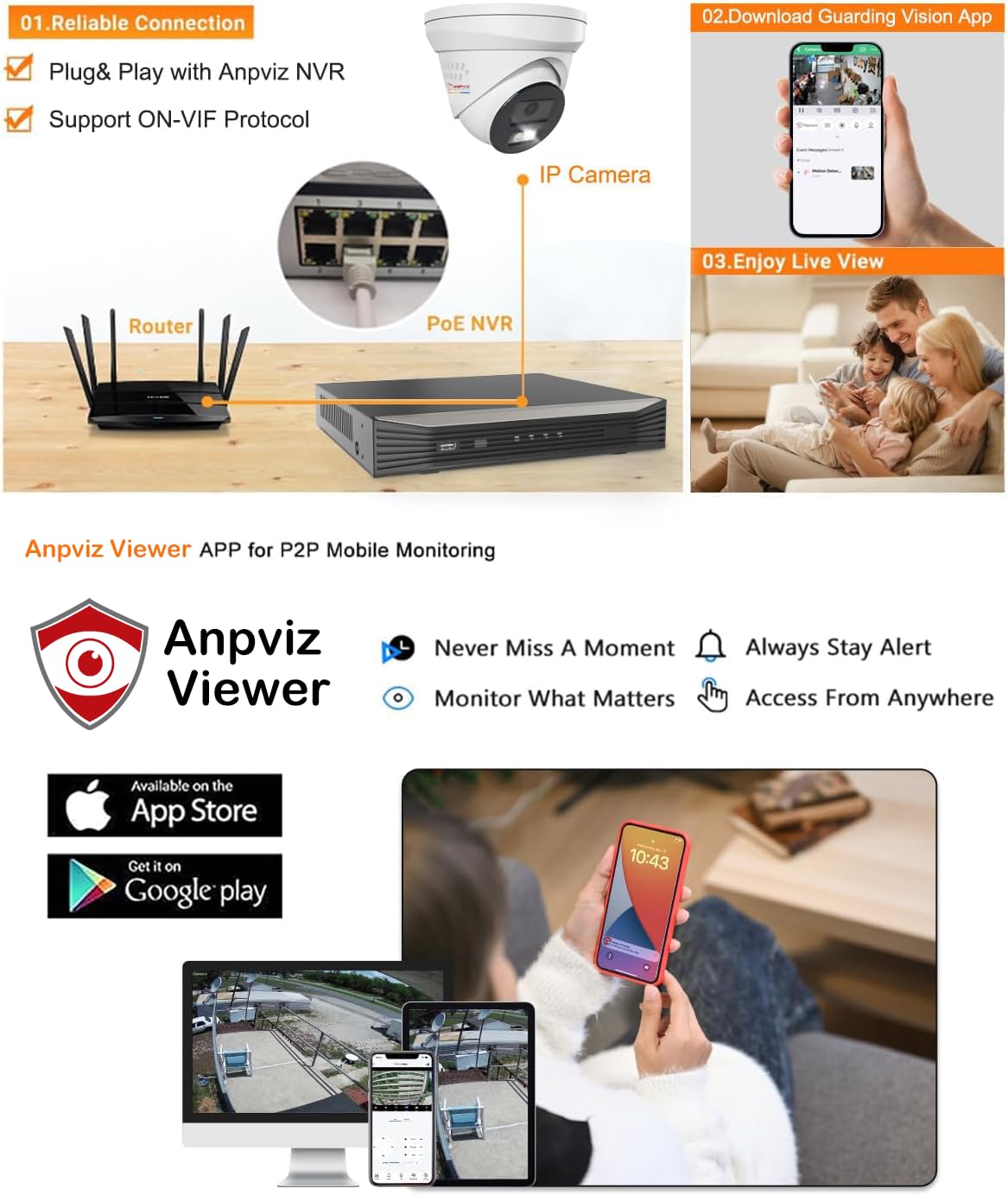 Anpviz 8MP IP PoE Camera, Strobe Light and Audio Alarm, Metal Turret 4K Security Camera Outdoor, 2 Way Audio, Smart Color Night Vision, Human/Vehicle Detection, IP67 Waterproof, 2.8mm Lens (H Series)