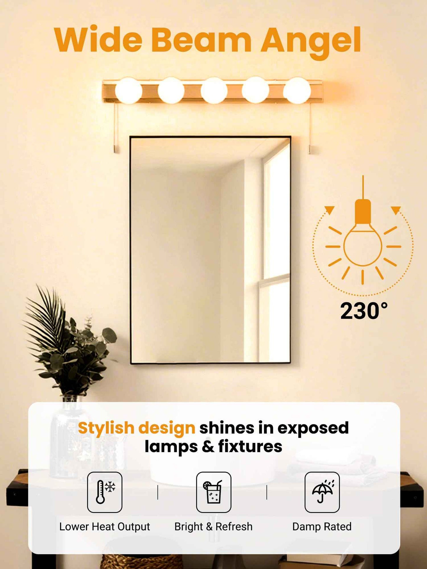 TJOY G25 LED Globe Light Bulbs, Vanity Light Bulb for Bathroom 40W Equivalent, 2700K Soft Warm White E26 Base, Round Decorative Bulb for Vanity Makeup Mirror, CRI85+, 450LM, Non-Dimmable, UL, 4 Pack