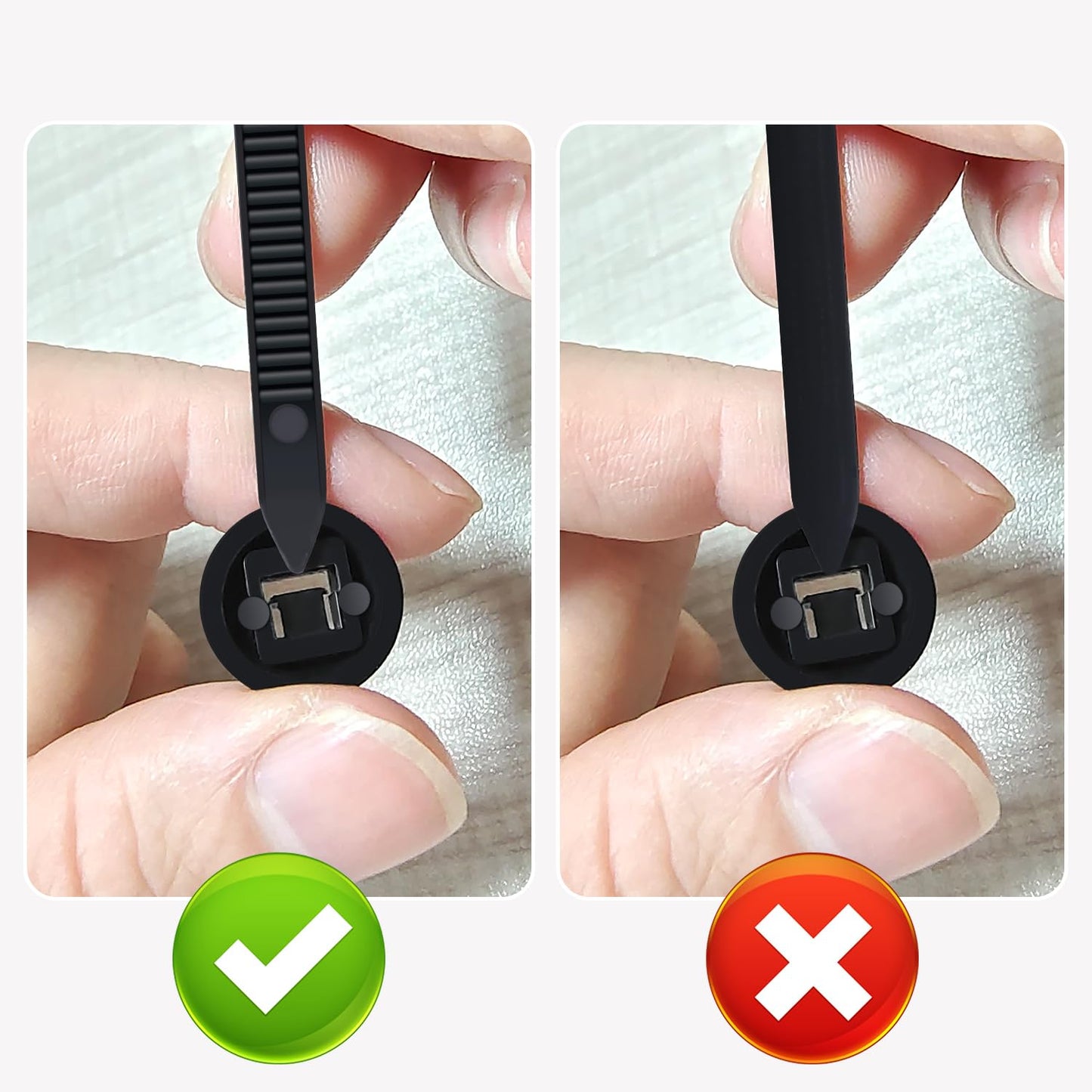 TOOVREN 100PCS Nylon Universal Cable Tie Buckle Self-Locking Design with Pin & Button, UV Resistant Cable Tie Buckles Tool for Car Daily Fixing