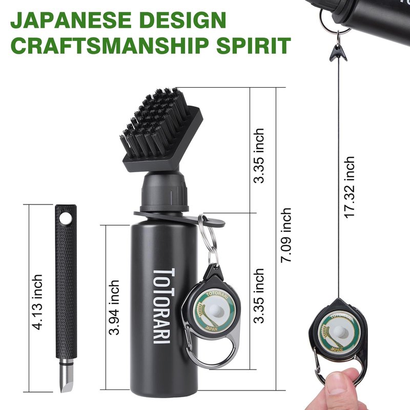 ToToRARI Golf Brush Craftsmanship Ball Brush - Built-in Scraper & Water Sprayer, Precision Design for Ultimate Cleanliness, Essential Golf Accessory