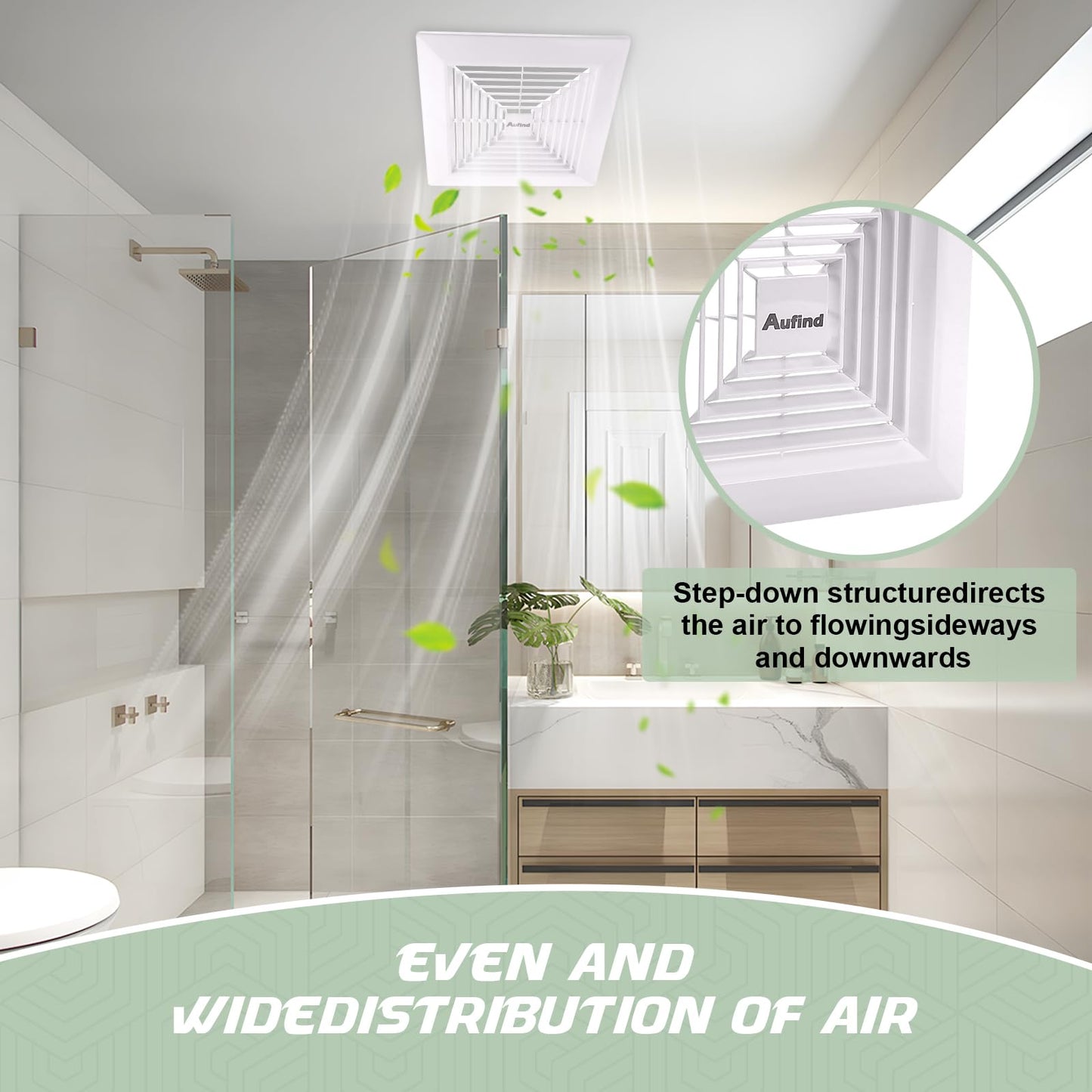 Aufind 11"x11" Bathroom Exhaust Fan Cover with Spring - Heavy Duty Plastic Ventilation Grille, Easy Install Spring-Loaded Design for Ceiling or Wall Mounted Fans