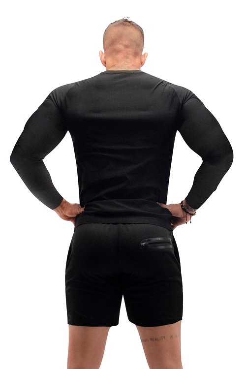 FUXERT Sauna Shirt for Men Long Sleeve Sauna Suit Heat Trapping Workout Shirts Sweat Enhance Vest for Workout Sports(BK XL)