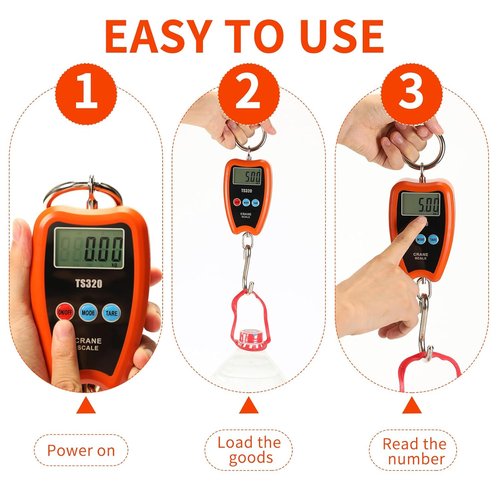 Digital Crane Scale - 300kg/660lbs Capacity | LED Handheld Mini Hanging Scale for Garage, Farm, Fishing