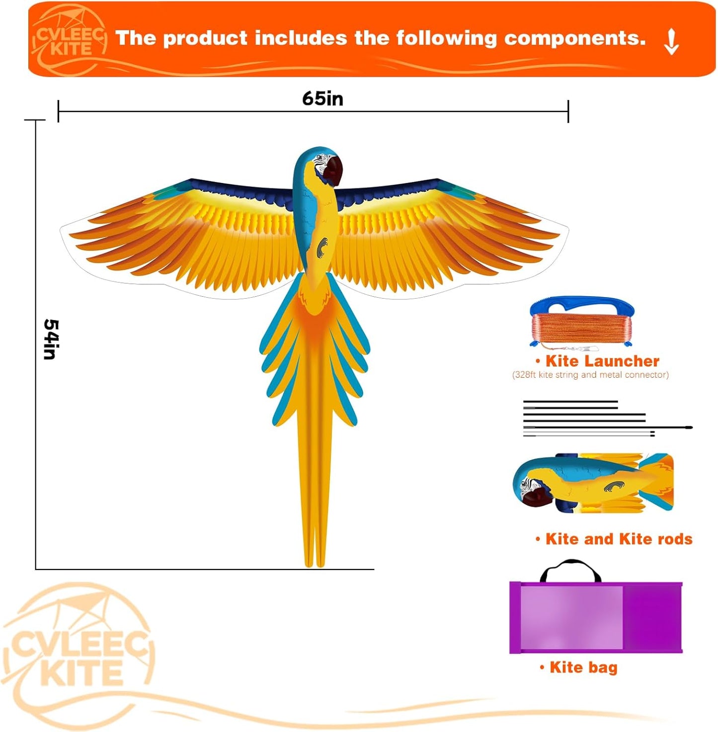 Parrot Kite - Easy-to-Fly Outdoor Kite for Kids & Adults | Perfect for Beginners & Beaches