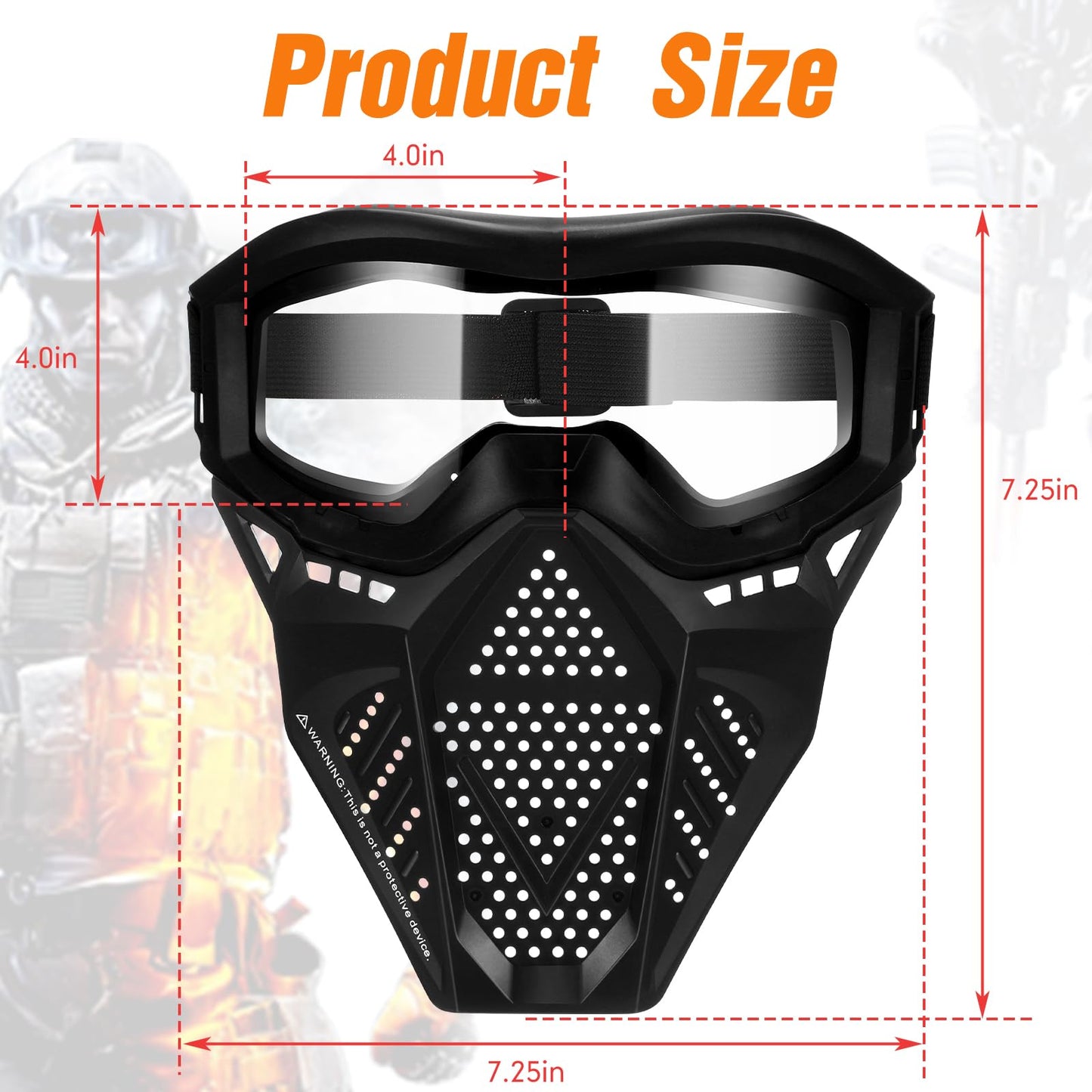 RoundFunny 8 Pack Tactical Mask for Kids with Safety Goggles to Protect Eyes, Full Mask Eye Protection for Christmas Kids Gifts CS Airsoft Shooting Game Party(Black, White)