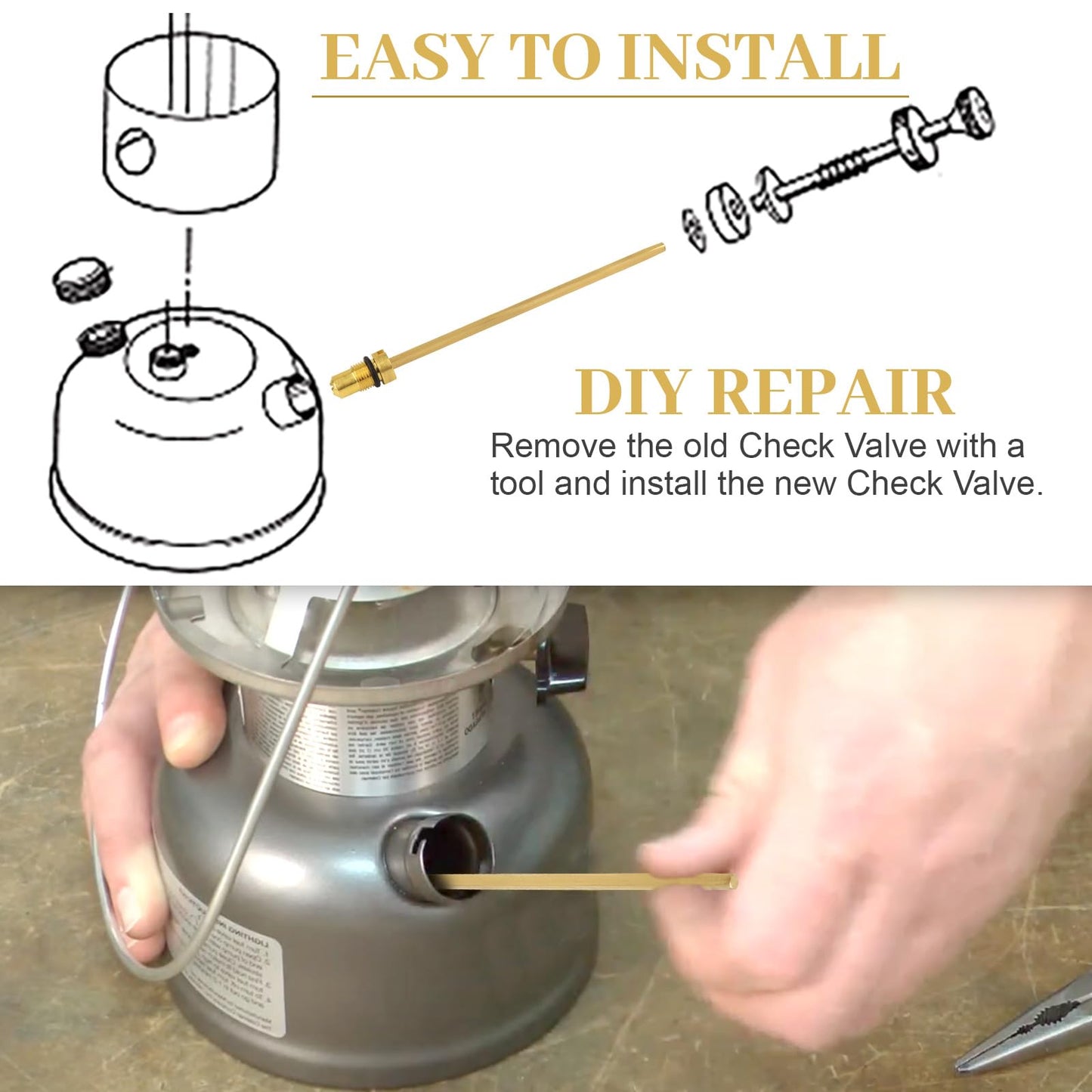 Check Valve and Air Stem Assembly Compatible with Coleman Stove Valve Parts for Fuel Lantern for Fuel Lantern or Stove - 2 Pcs