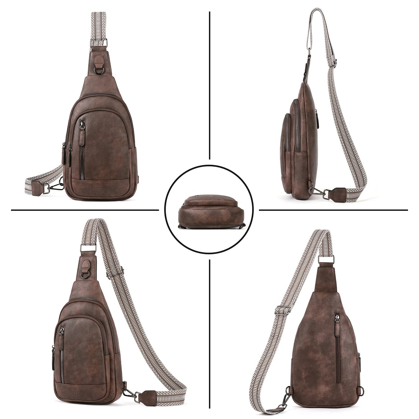 CLUCI Crossbody Bags for Women Men,Leather Sling Bag Cross Body Backpack for Woman Gifts for Women Birthday Unique