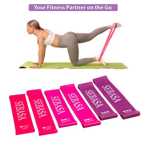 SEBASA Dual-Size Exercise Bands, Mini Loop Resistance Bands, Set of 6 Elastic Bands, Small Exercise Bands, Fitness Bands Assorted Sizes, Full Body Workout Bands, Natural Latex Fitness Bands