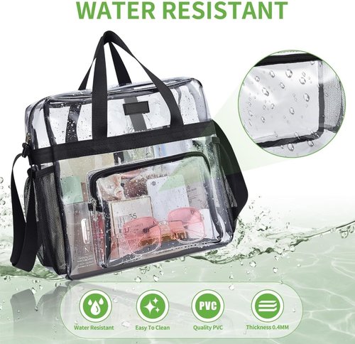 Bagenius Clear Tote Bag - Stadium Approved 12x6x12 Game Day Satchel with Shoulder Strap for Events