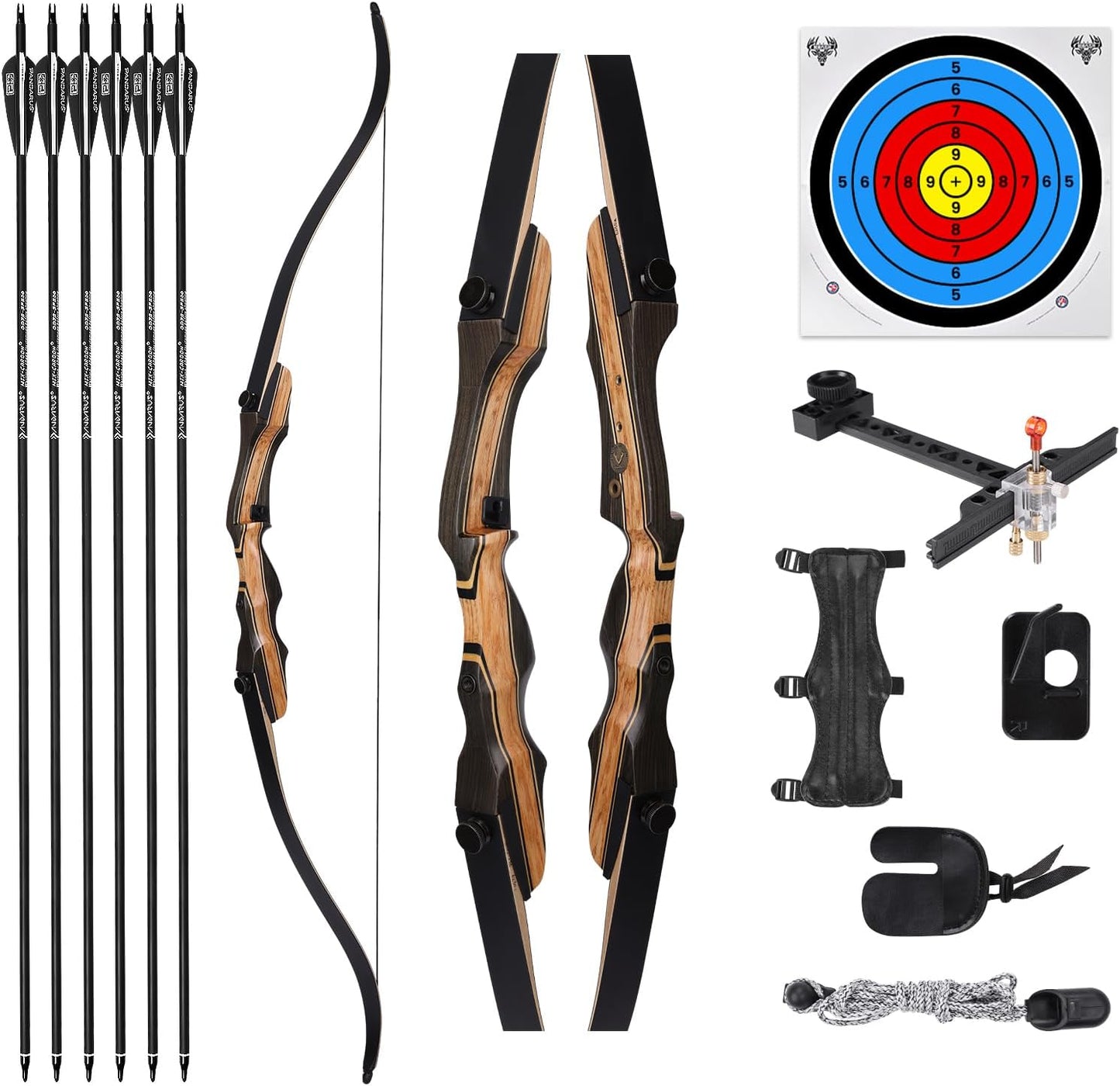 Skiennix Archery Takedown Recurve Bow - 62 Inch for Adults & Teens | Right & Left Handed, 20-65lbs