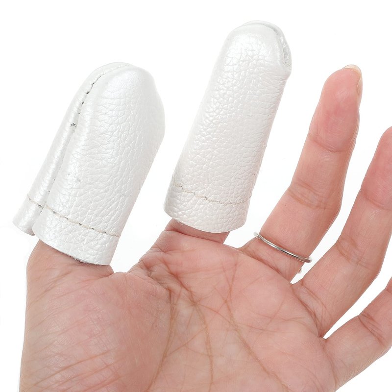 SEWACC 20 Pcs Leather Finger Cots Needle Felting Finger Protectors Thumb Thimble Embroidery Needlework Fingers Thumb Protection Sleeve Cots (Random Color)