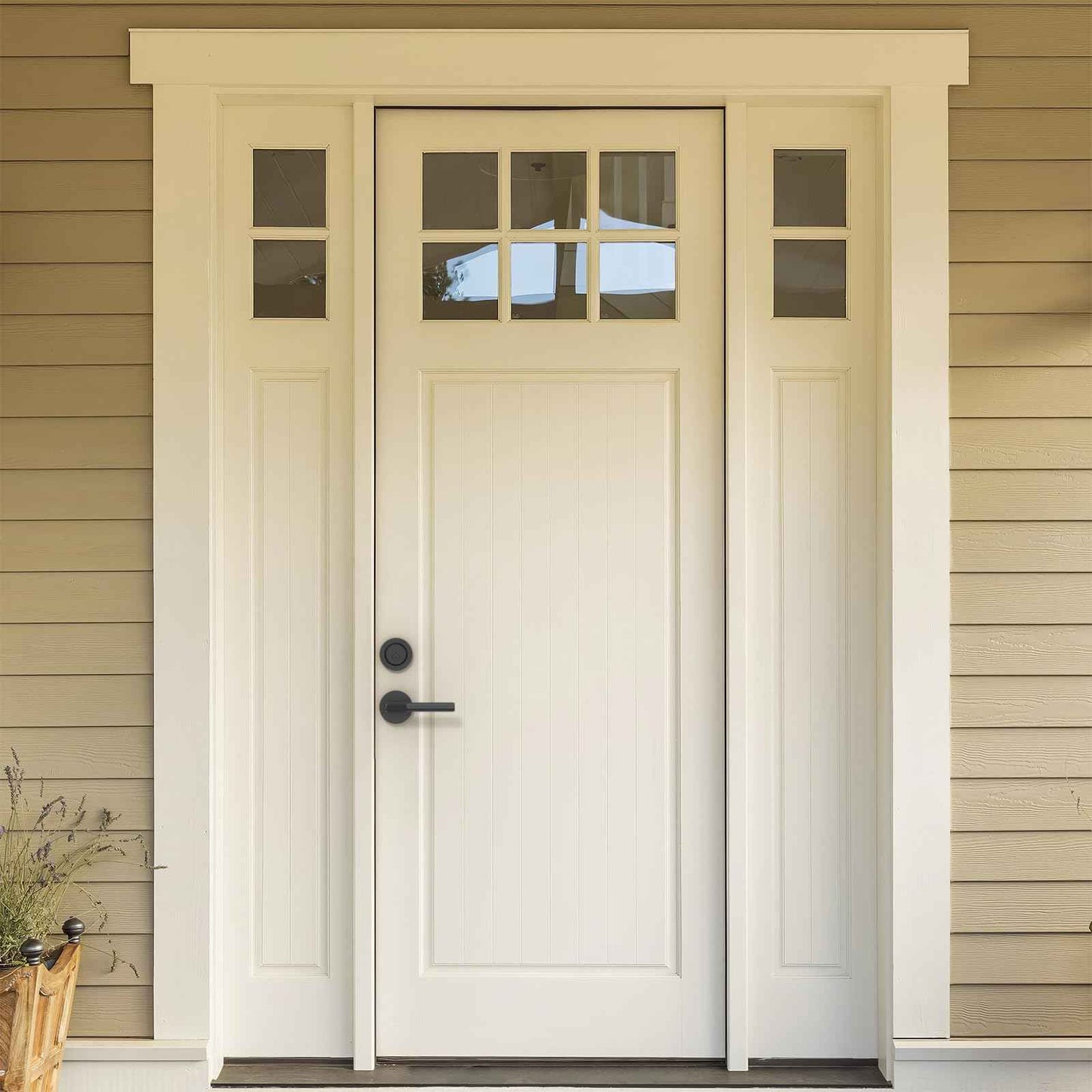 Amerdeco Front Door Lock Set with Double Cylinder Deadbolt, Black Exterior Entry Door Lever, Heavy Duty Entry Door Locksets for Left or Right Hand Exterior Door（Black 2 Pack）