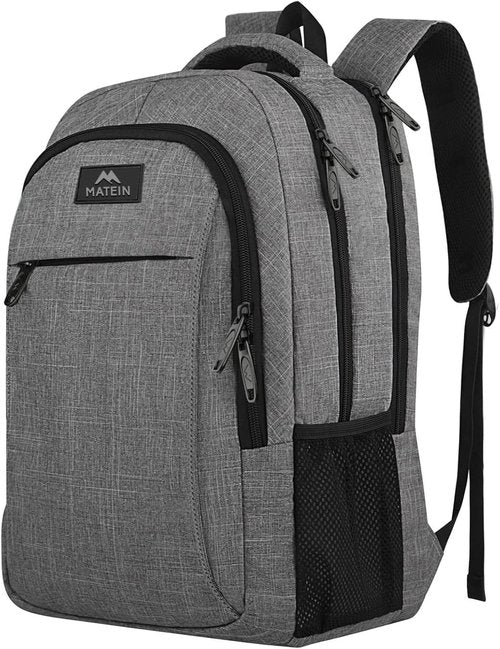 MATEIN Travel Laptop Backpack - Anti-Theft Slim Design | Water-Resistant 15.6 Inch Bag for Men & Women - Grey