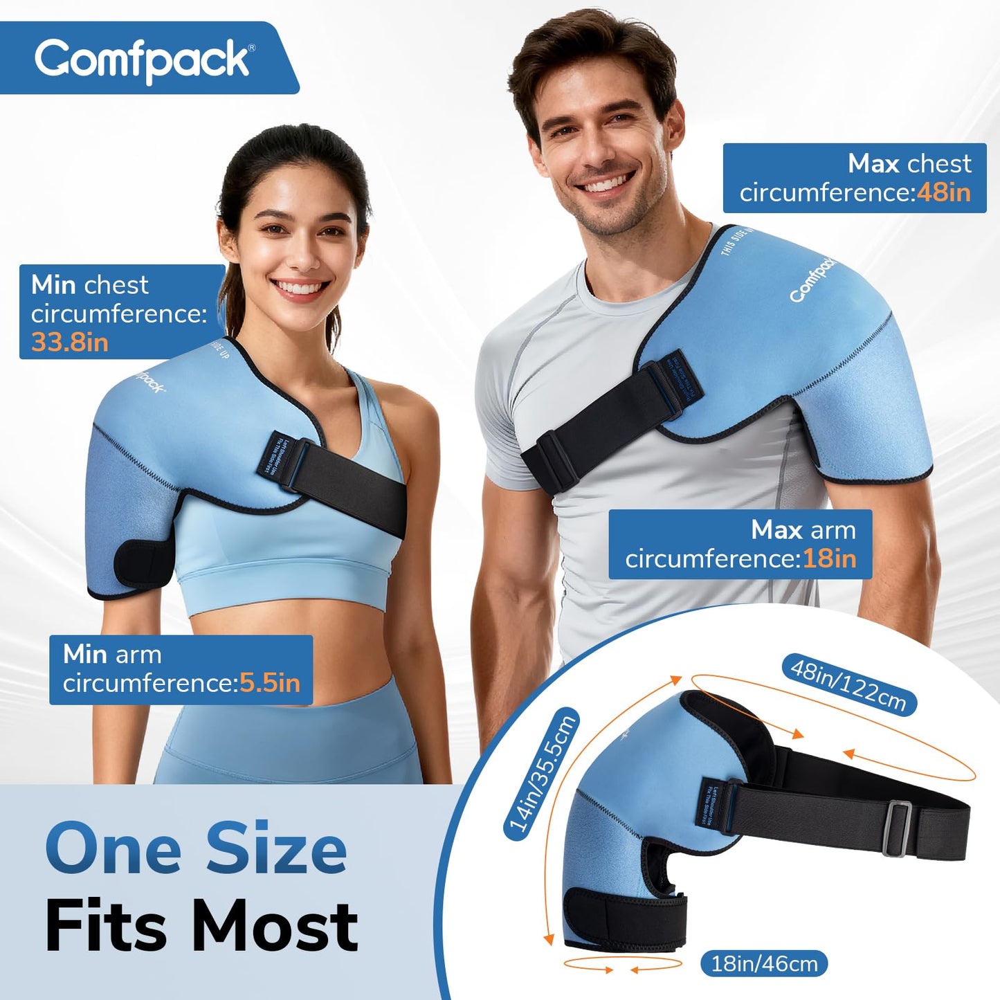 Comfpack Shoulder Ice Pack Wrap, Shoulder Brace Compression Sleeve for Rotator Cuff and Arm, Cold Therapy Wrap for Injuries, Bursitis, Tendinitis, Surgery Recovery, Easy to Put On & Take Off