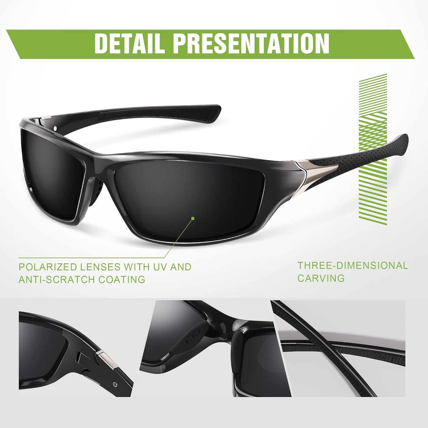 Skiennix Polarized Sports Sunglasses - UV Protection for Men | 3-Pack Wrap Around Design