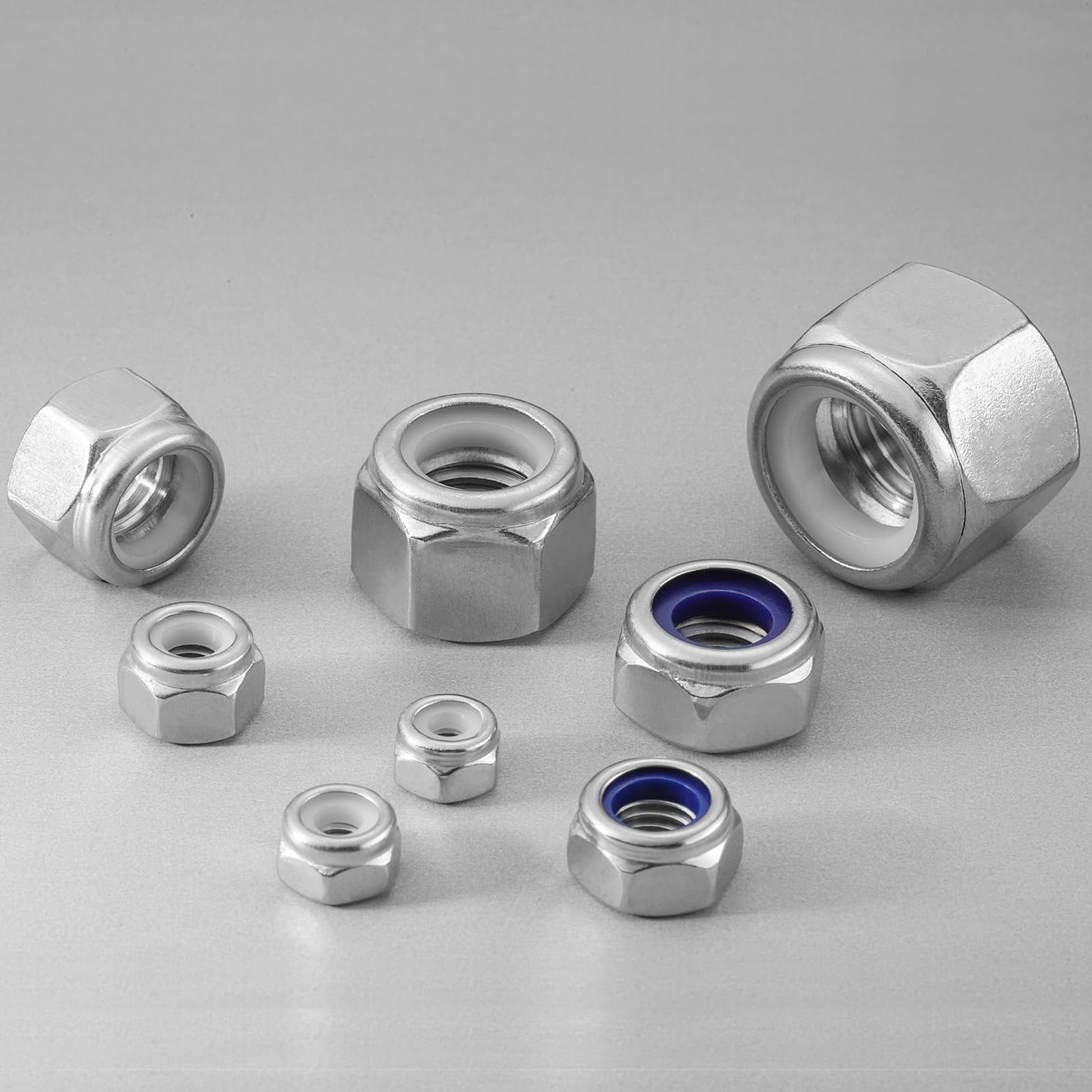 BNUOK 10Pcs 5/8-11 Lock Nuts, Nylon Insert Locknuts 304 Stainless Steel 18-8 SS Self-Locking Nuts, Coarse Thread Hex Nylock Nut