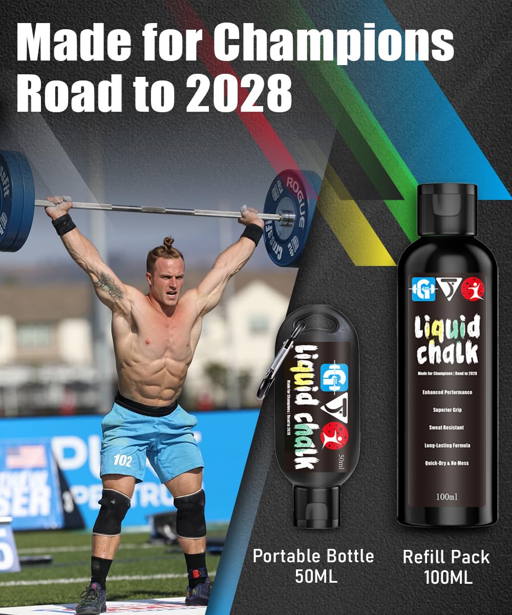 GJQ Liquid Chalk Mess-Free Gym Chalk 7’s Quick-Drying for Weightlifting, Gymnastics, Rock Climbing, Pole Dancing Sweat Resistant and Long Lasting for Stronger Hand (5 * 1.69OZ)