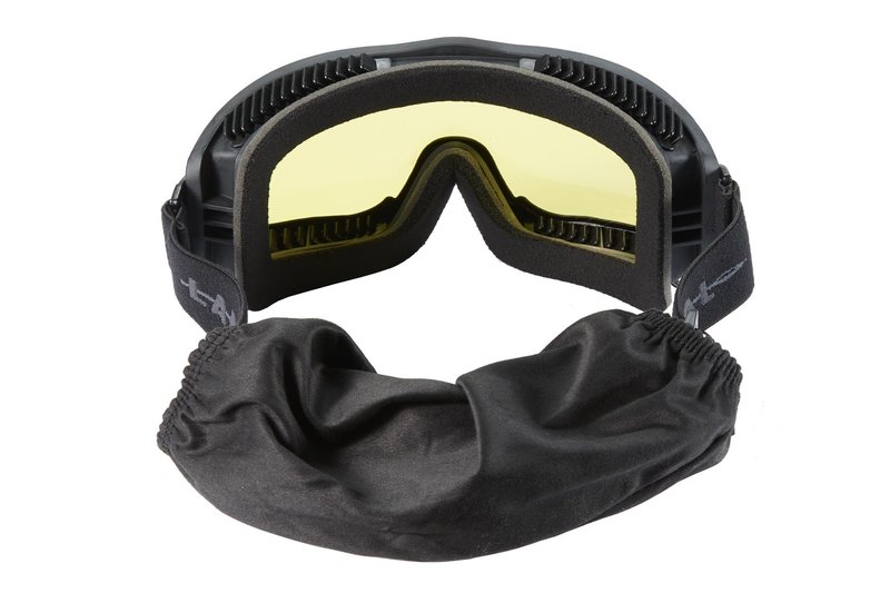 Lancer Tactical AERO Airsoft Tactical Safety Goggles -3mm Dual Pane Lens, Anti-Fog Glasses for Hunting and Cycling-One Len (Black/Yellow)
