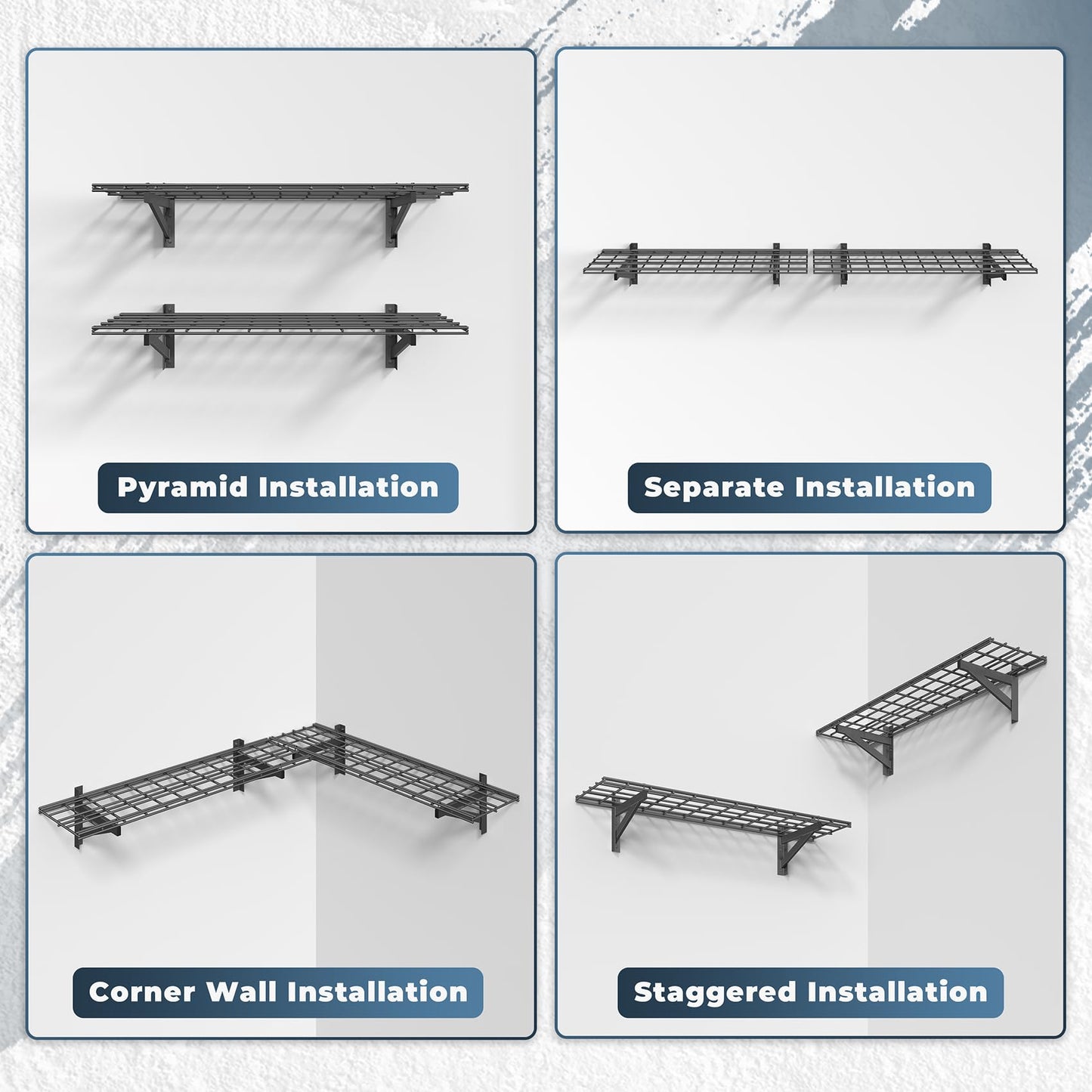 Jusgym 2 Pack Heavy Duty Garage Wall Shelving Set (1x4ft), Wall Mounted Garage Shelves 500lbs Capacity, 12"x48" Shelf Storage Rack Floating Shelves, Black