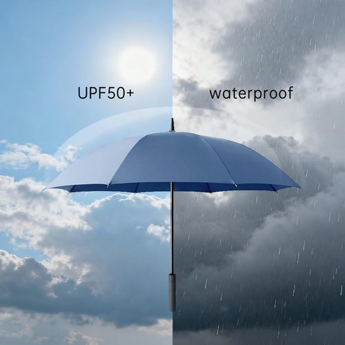 Silfrae Universal Baby Stroller Umbrella Bicycle Umbrella 210T Water-resistant Polyester 360° Adjustable Shade (Blue, 38.6in)