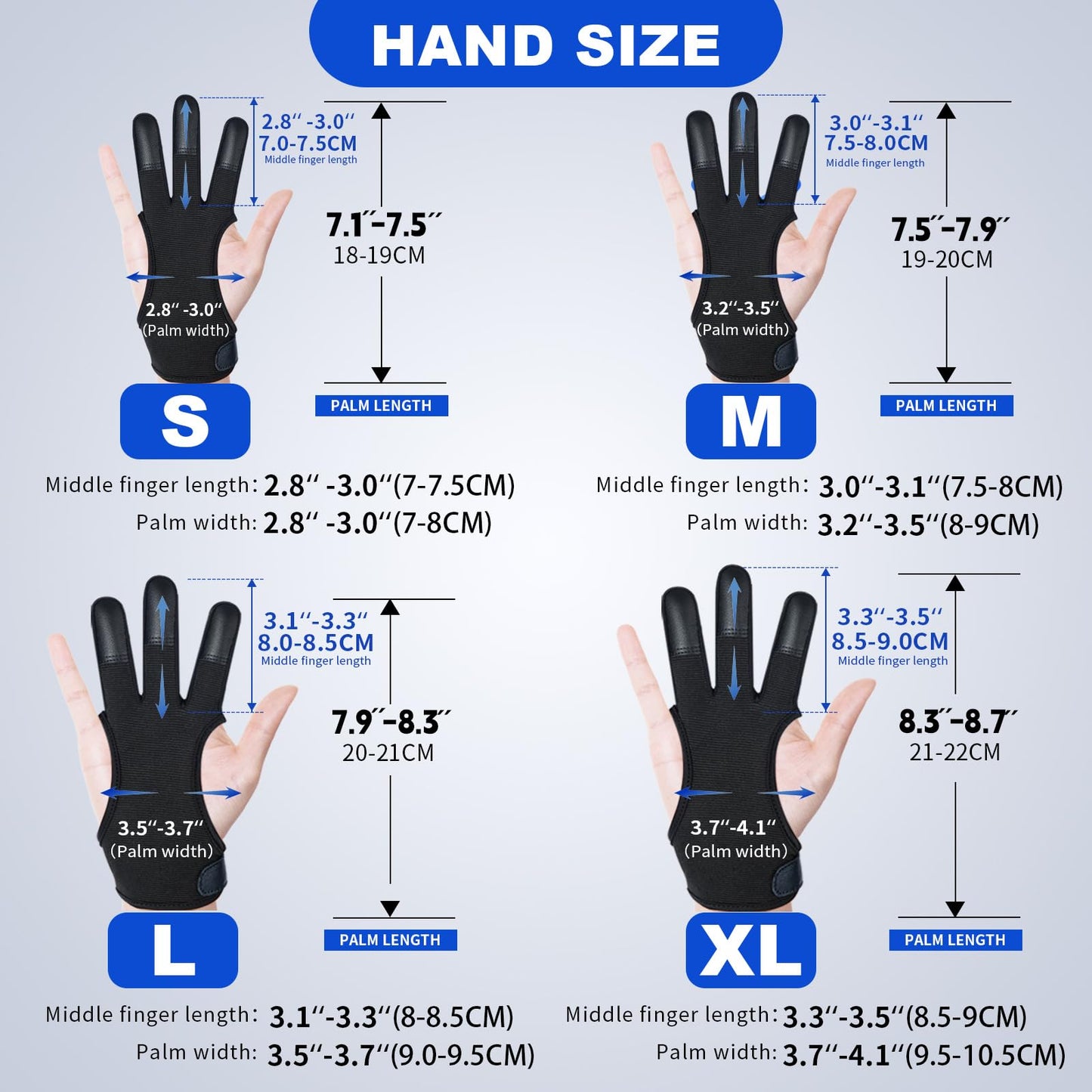 AHOSOUTLY Archery Glove Three Finger Leather Elasticity Archery Protective Gloves Archery Shooting Gloves for Adult and Kids, Protective Gear (Black, X-Large)
