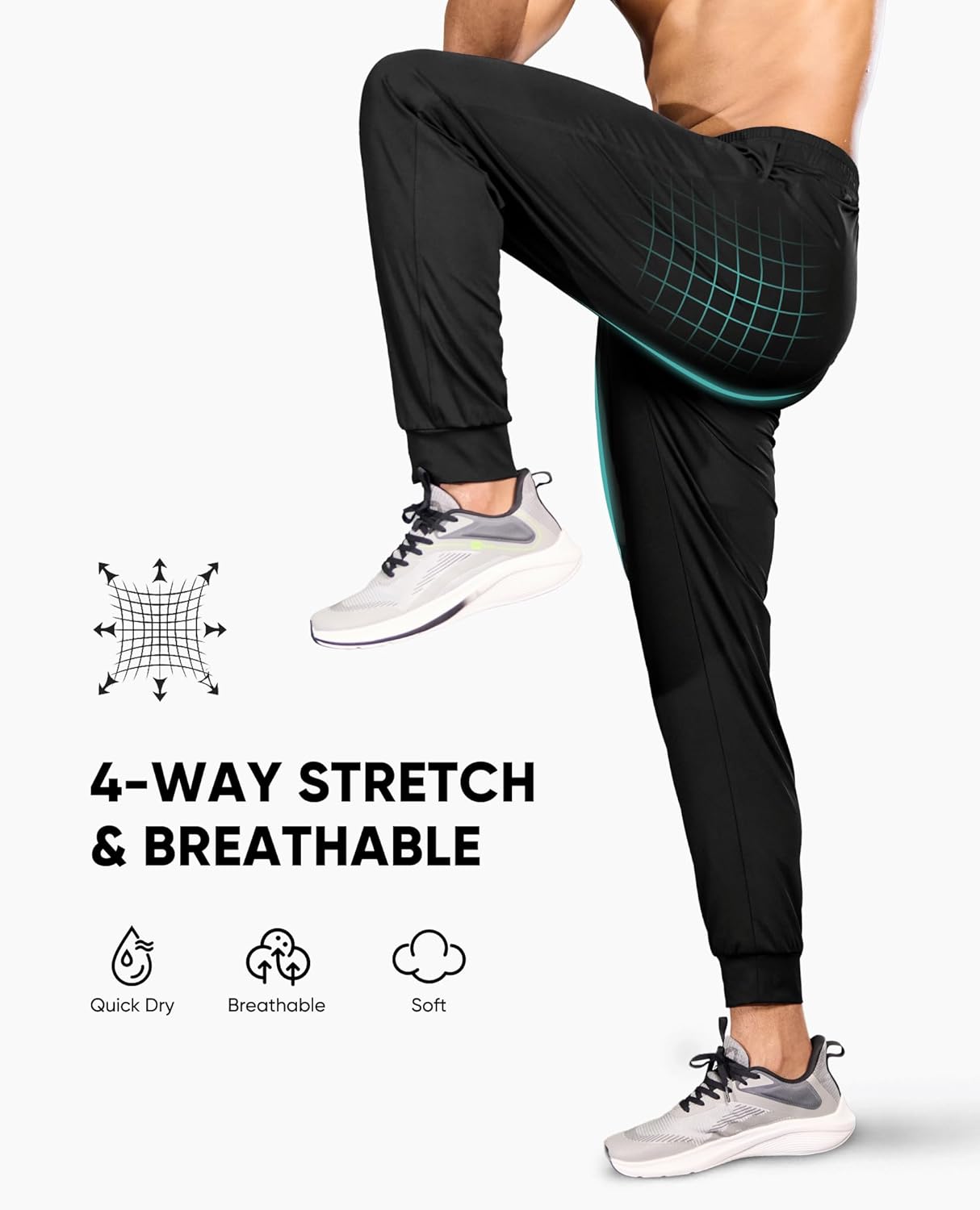 Skiennix Men's Joggers - Lightweight Athletic Sweatpants with Zipper Pockets for Gym & Hiking