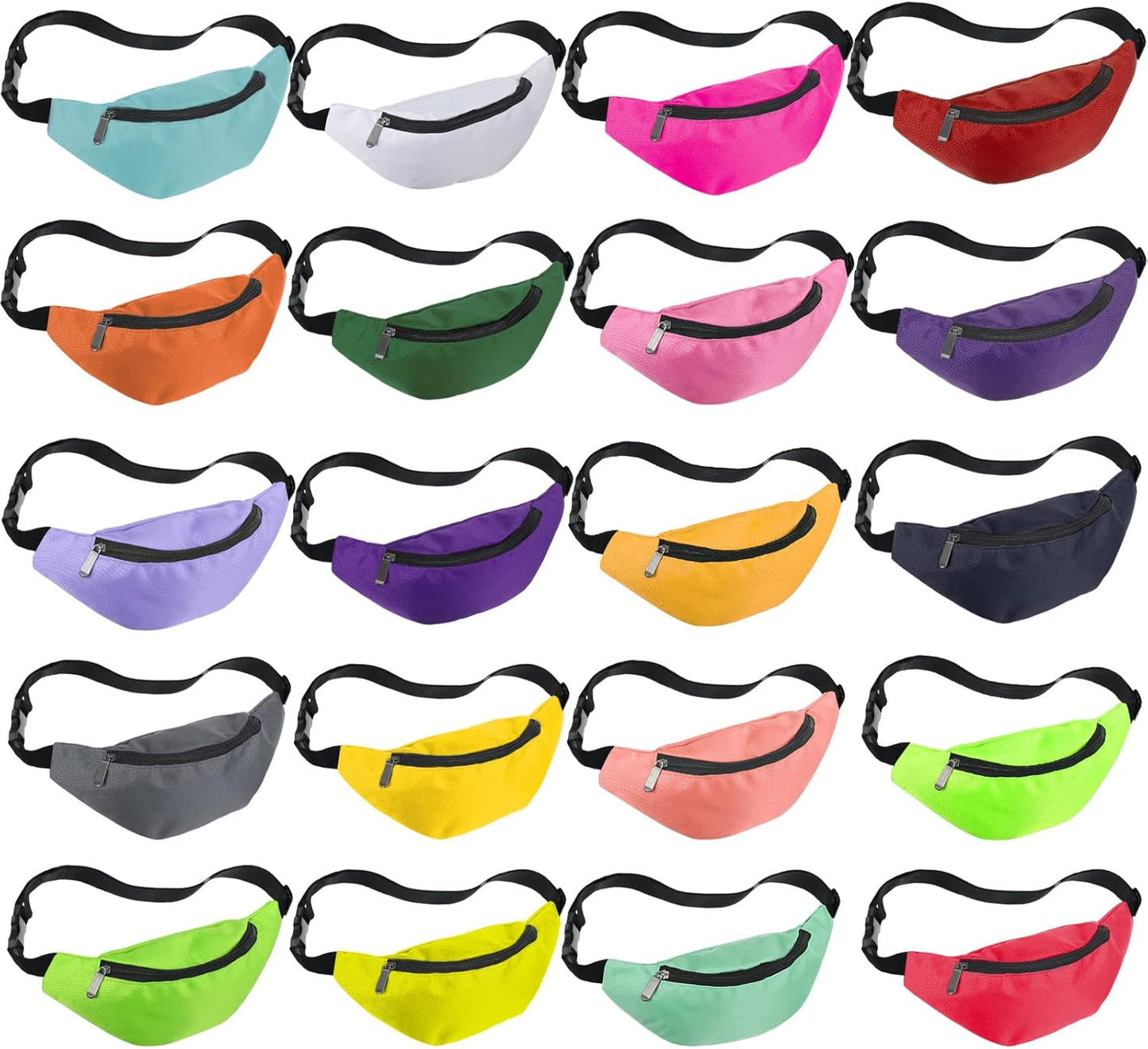 Saintrygo Neon Fanny Pack Set - 20 Adjustable Waist Bags for Workout & Travel | Classic Vintage Style