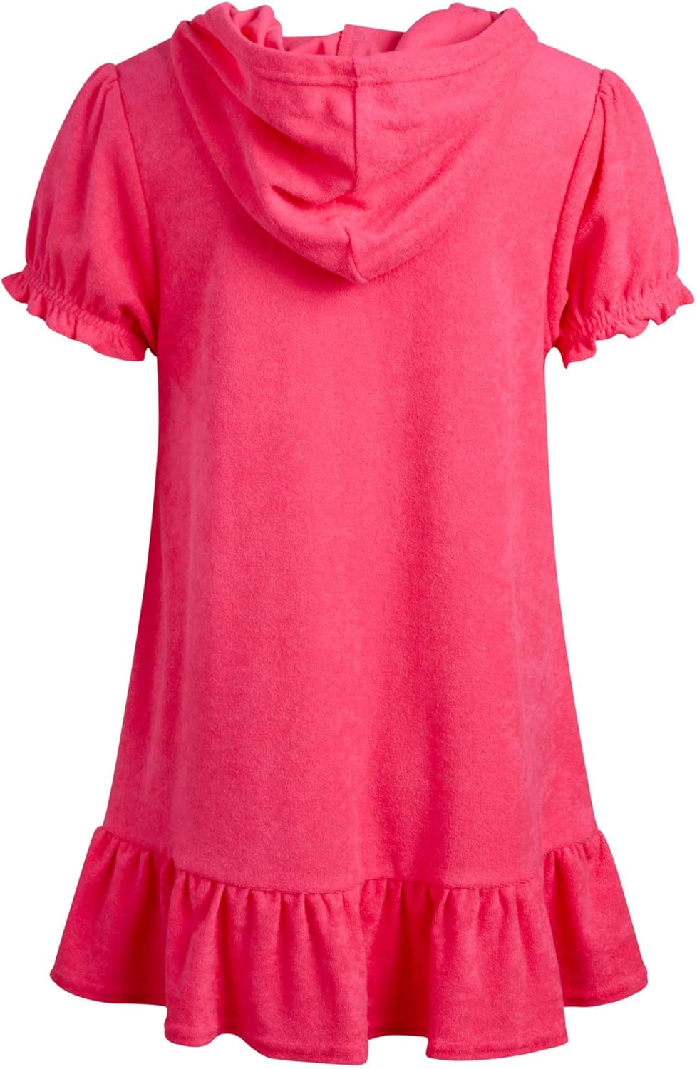 Pink Platinum Girls Swim Cover-Up - Soft Cotton Hooded Ruffled Bathrobe Dress for Kids