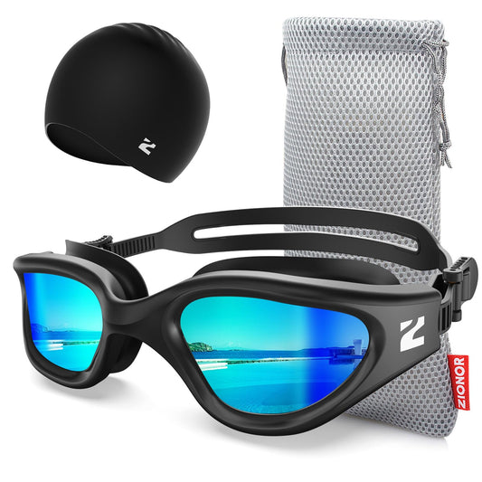 ZIONOR Swim Goggles Adult, G1 Air Unisex No Leak Anti-Fog with Swim Cap