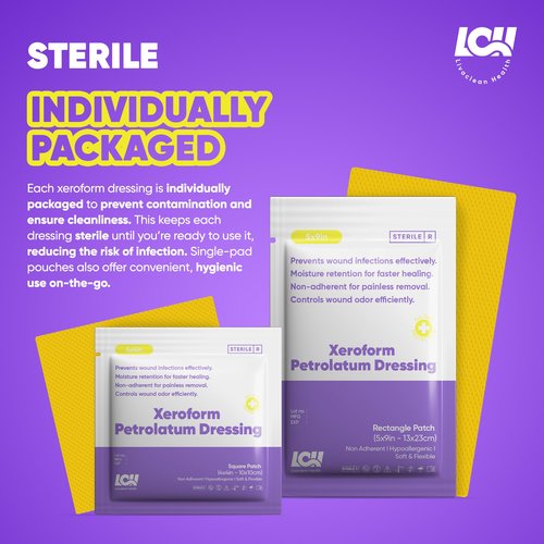 30 CT Xeroform Petrolatum Dressing – Non Stick Gauze Pads – 4" x 4" & 5" x 9" Occlusive Dressing – Fine Mesh Sterile Petroleum Gauze Dressing for Wound Care, Burns, Lacerations, & Skin Grafts
