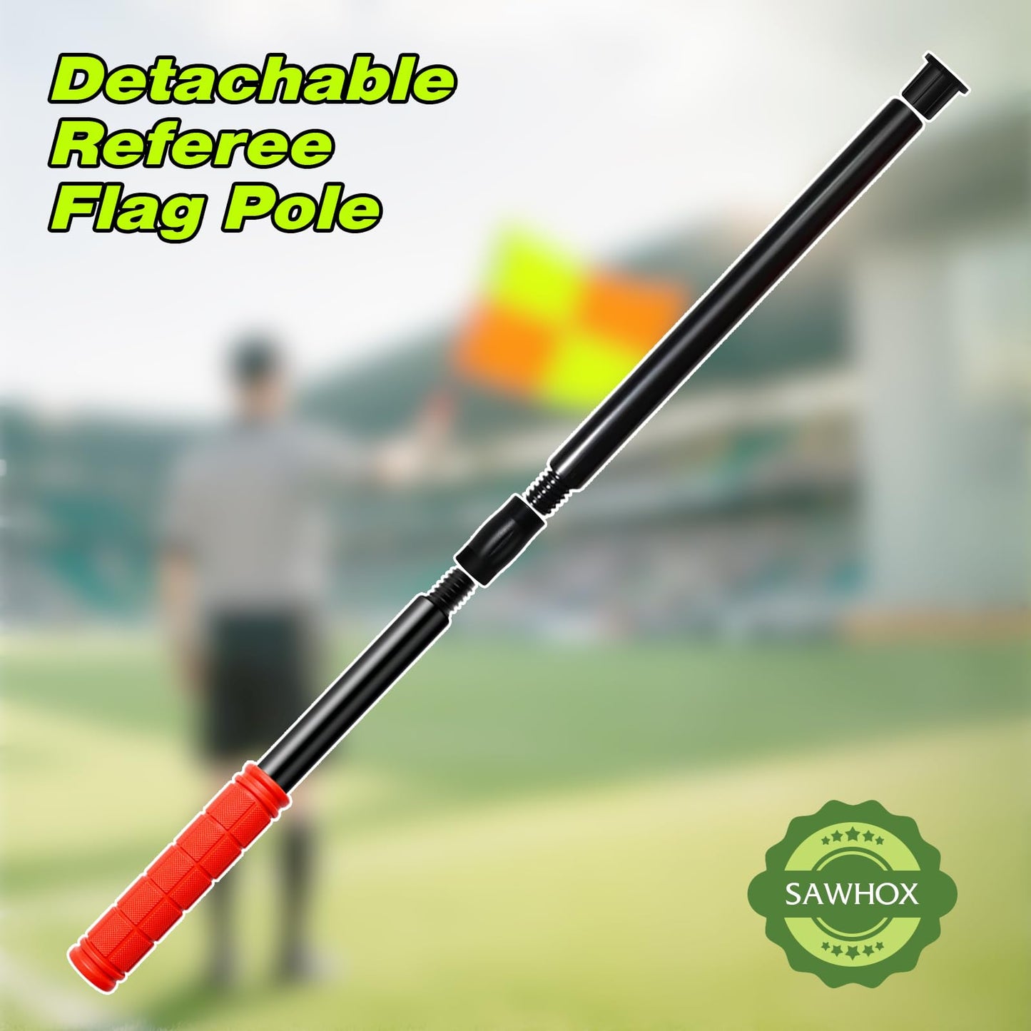 SAWHOX Soccer Referee Flags, 2PCS Referee Kit Detachable Referee Flags