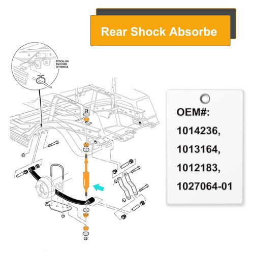 10L0L Golf Cart Club Car DS Shocks & Precedent Shocks, Front and Rear Shock Absorber for Club Car DS 1981-up, Precedent 2004-up, Tempo 2018-up Gas & Electric Models, OEM 1014235,1014236,1010991