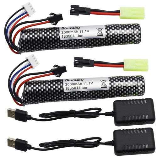 Blomiky 11.1V 2000mAH Li-ion 3S Rechargeable Battery Suitable for Air Soft Splatter Blaster / 183503 * 2