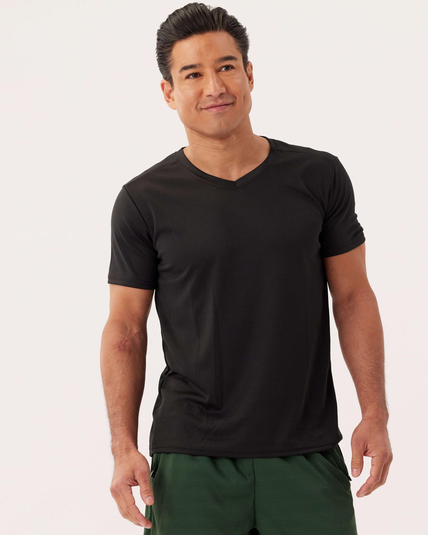 Real Essentials 5 Pack: Men's Mesh Short Sleeve V-Neck T-Shirt | Athletic Dry Fit V Neck Workout Shirt,Set 2-L