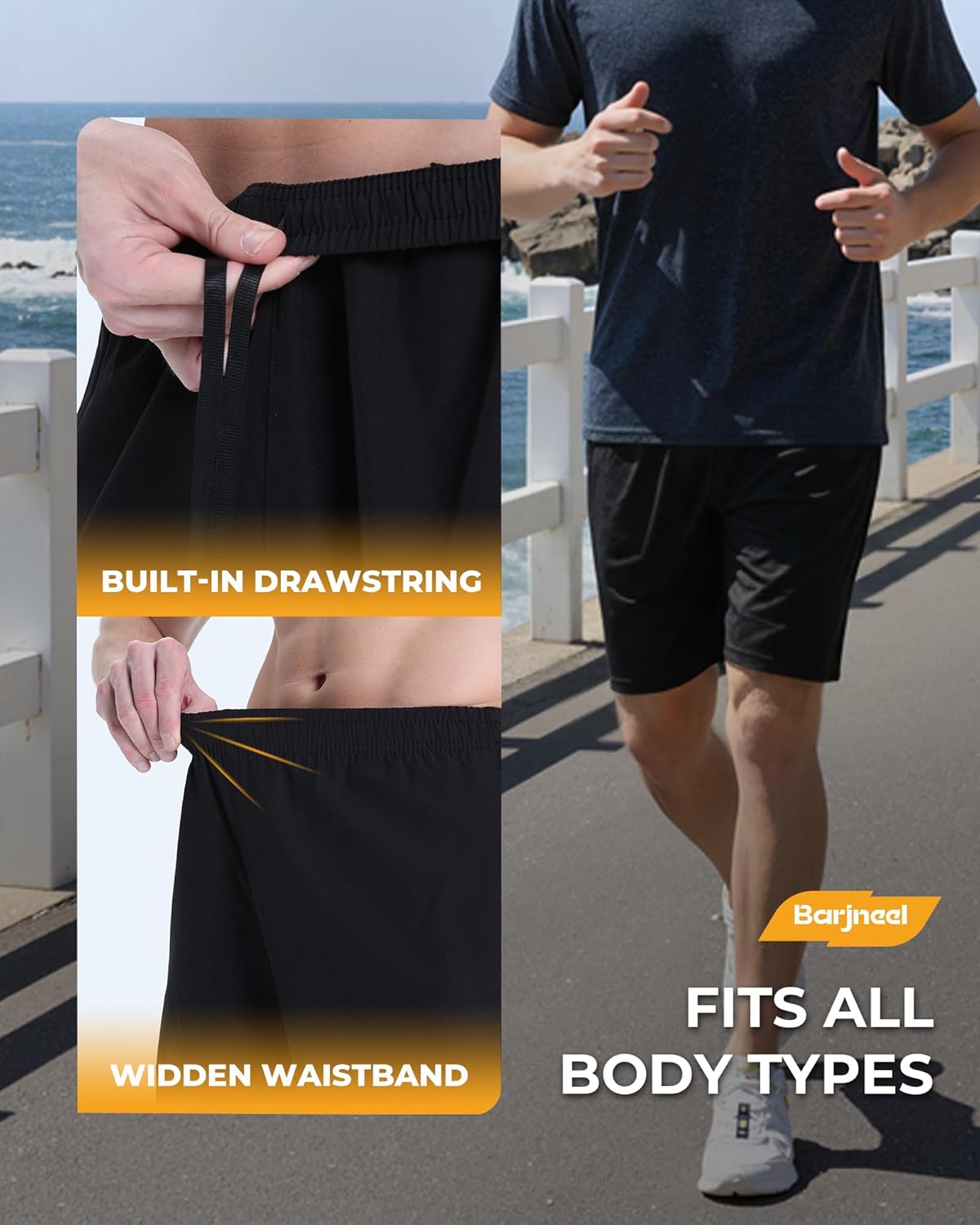 Skiennix Men's Basketball Shorts - Quick Dry Athletic Shorts with Pockets | 4-Pack Black Fitness Wear