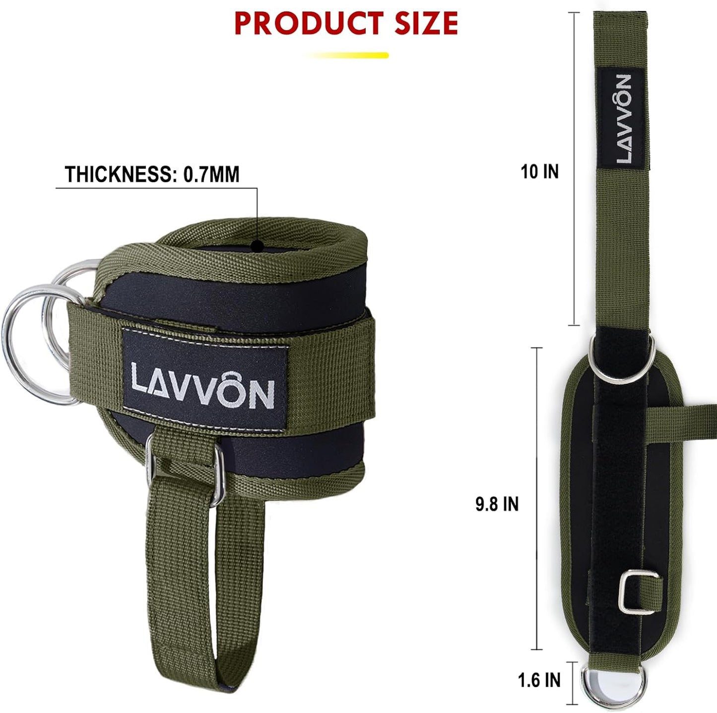 Skiennix Ankle Straps for Cable Machines - Adjustable Comfort Attachments for Glute Kickbacks & Leg Extensions