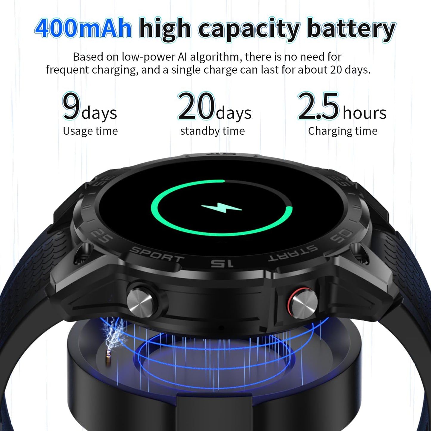 ZYVICXFJ Men's 1.85" Smartwatch with AI Voice | Waterproof Activity Tracker, Health Monitor, Multi-Sports Modes | Works with iPhone Android