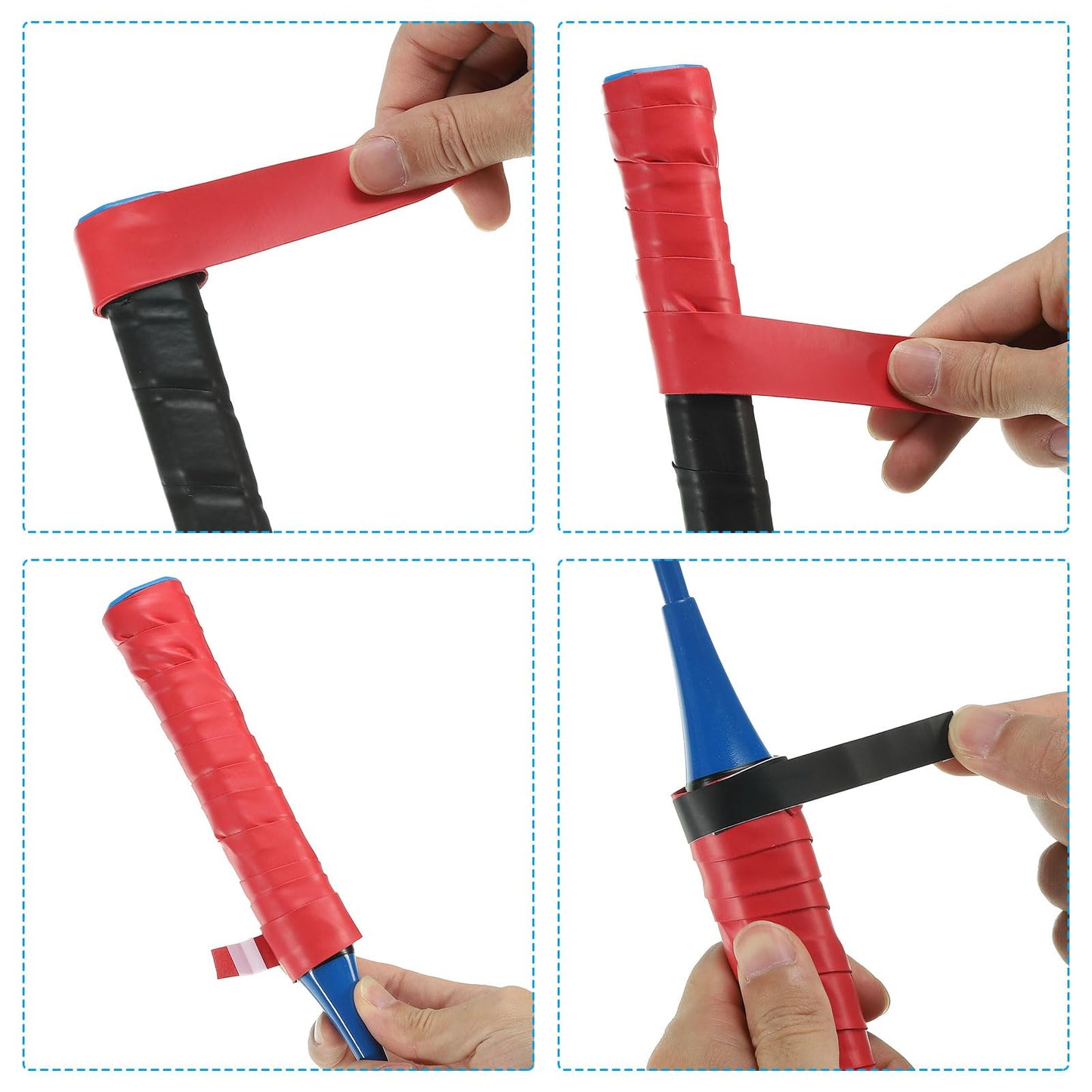 PATIKIL 43.3" Tennis Racket Grip Tape, 8 Pack Anti Slip Absorbent PU Badminton Overgrip Racquet Grip Tape for Baseball Pickleball Paddle, Red