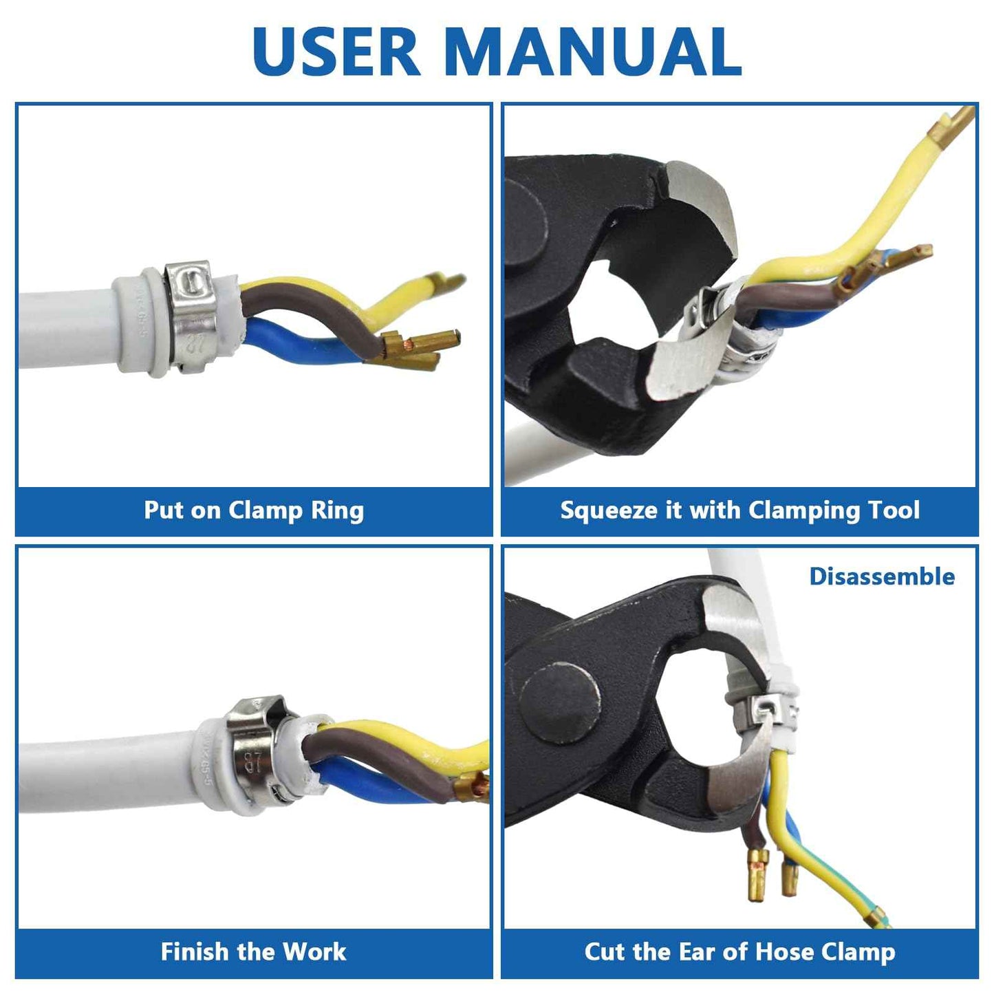 SHRJ 130pcs Pex Clamp Assortment Kit with Pliers, 304 Stainless Steel Heavy Duty PEX Cinch Crimp Rings Pinch Clamps Adjustable 1/4"- 0.92"(6-23.5mm) for PEX Tubing Pipe Fitting Connections