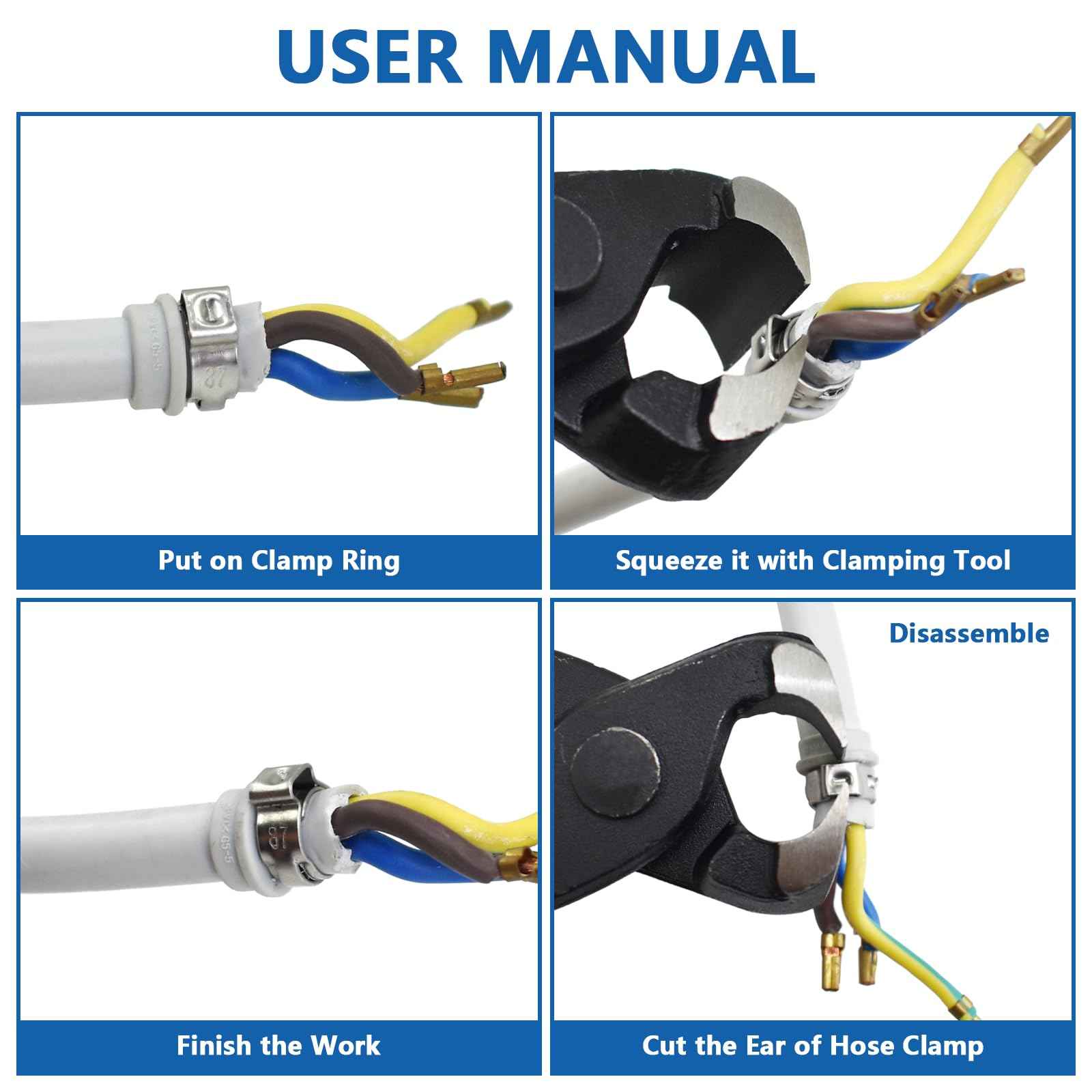 SHRJ 130pcs Pex Clamp Assortment Kit with Pliers, 304 Stainless Steel Heavy Duty PEX Cinch Crimp Rings Pinch Clamps Adjustable 1/4"- 0.92"(6-23.5mm) for PEX Tubing Pipe Fitting Connections