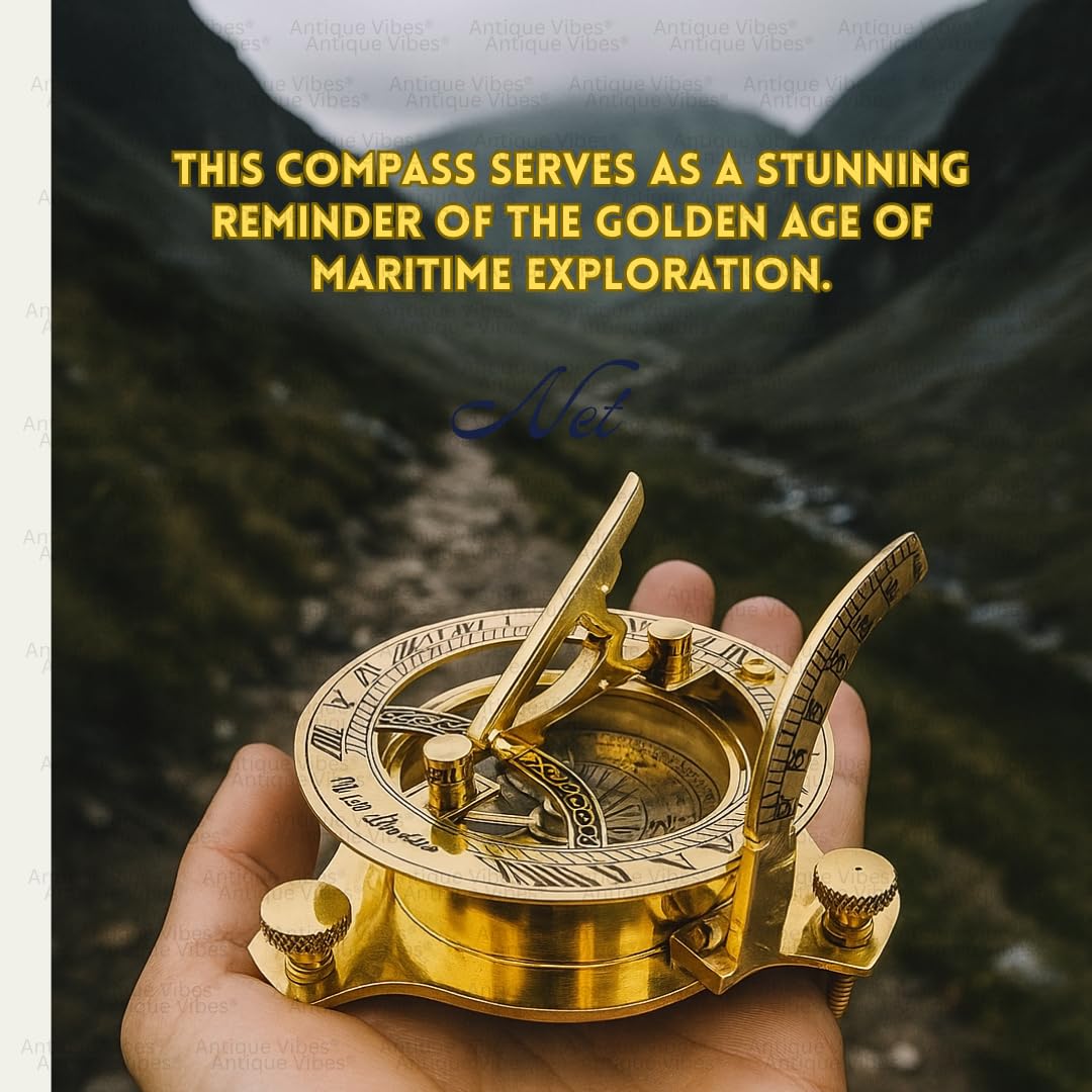 Brass Sundial Compass Maritime Pocket Sun Watch Compass Hiking/Travel/Camping Gifts