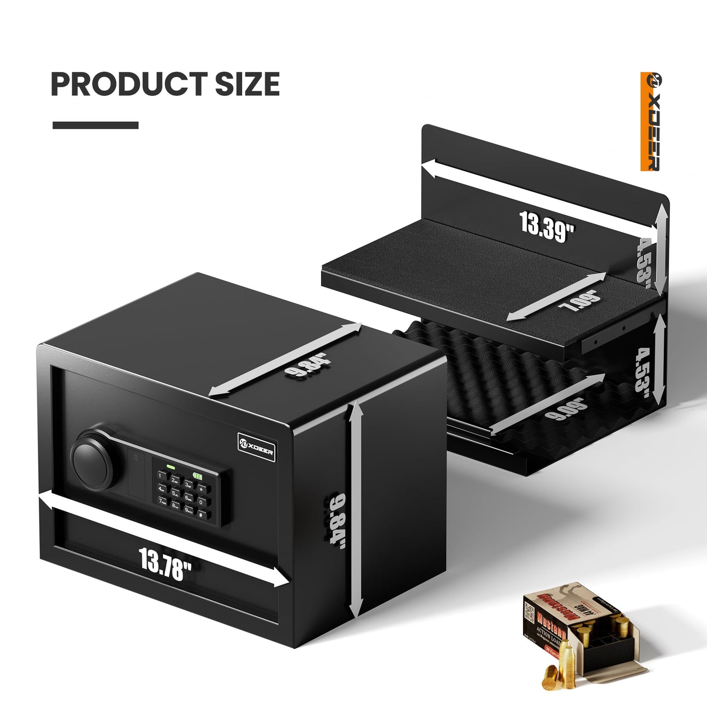 XDeer Biometric Safe Box, Quick-Access Security Safe Box with Upgraded Fingerprint, Steel Handgun Safe Lock Box for Kid/Home/Office (0.78 Cu.Ft【NO FPR】)