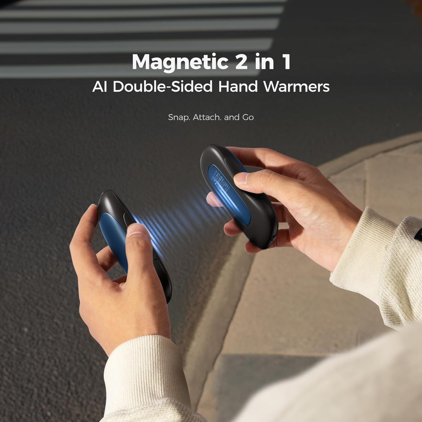 OCOOPA Rechargeable AI Smart Magnetic Hand Warmers - Double-Sided Heating, 10000mAh, 4 Heat Levels, Max 136°F | Perfect Christmas Gift for Men